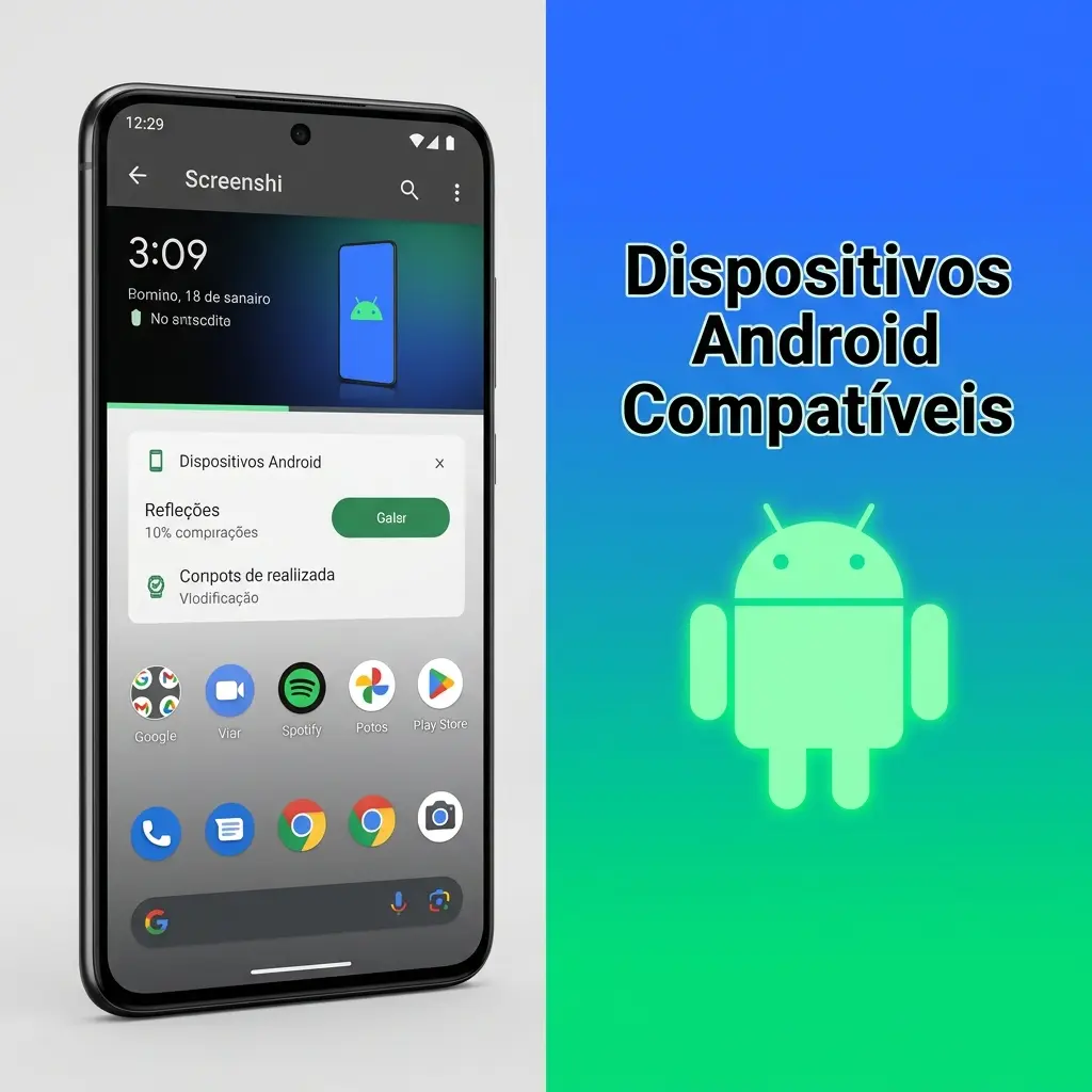 Lista de dispositivos Android compatíveis testados nas faixas entrada, intermediária e premium, incluindo Samsung, Motorola e Xiaomi.