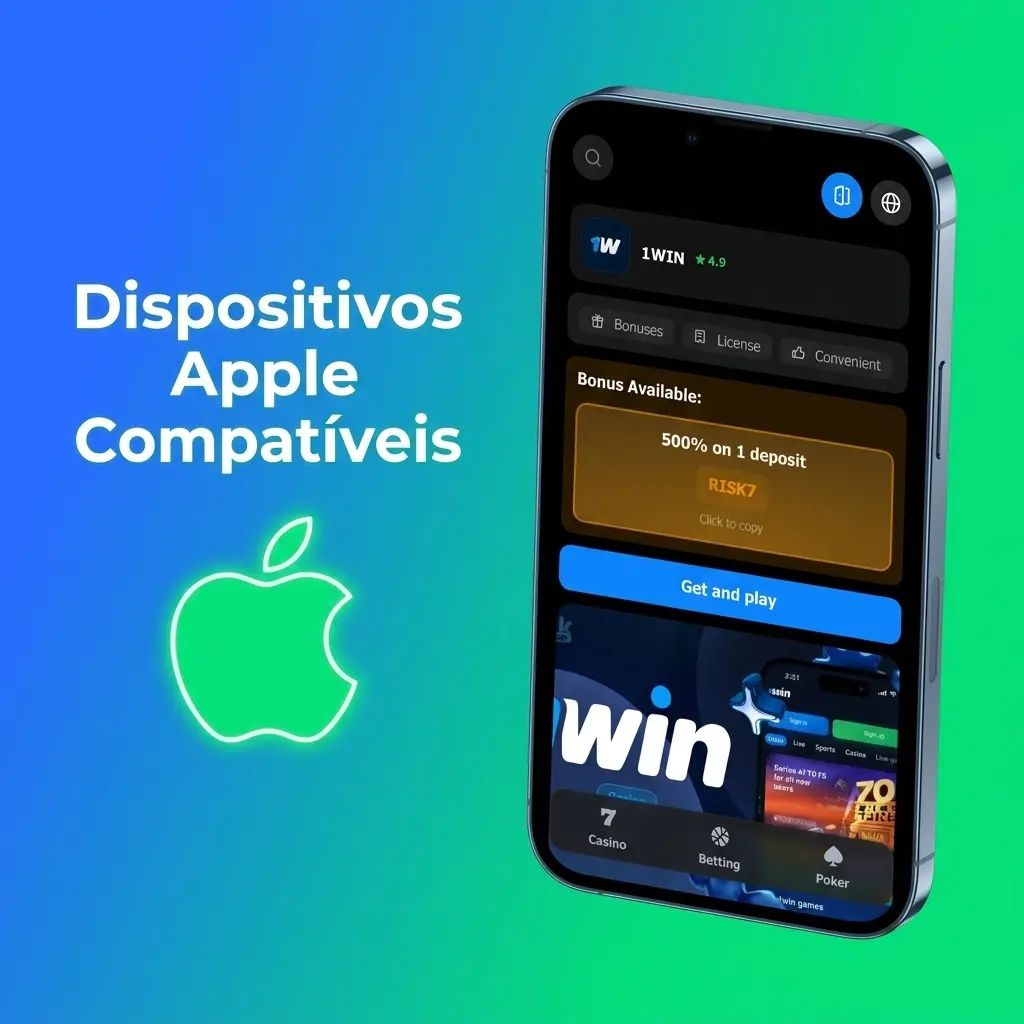 Dispositivos Apple compatíveis com o aplicativo 1win, incluindo modelos iPhone e iPad com iOS 12 ou superior